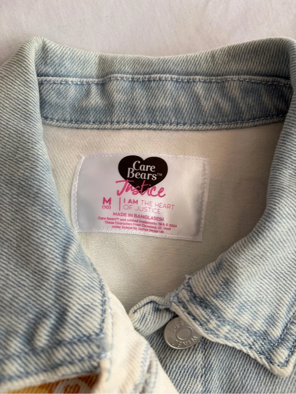 Justice Y2K Blue Denim Jacket (M)  & Jeans (size 8)with Pink Bear Patches NWT